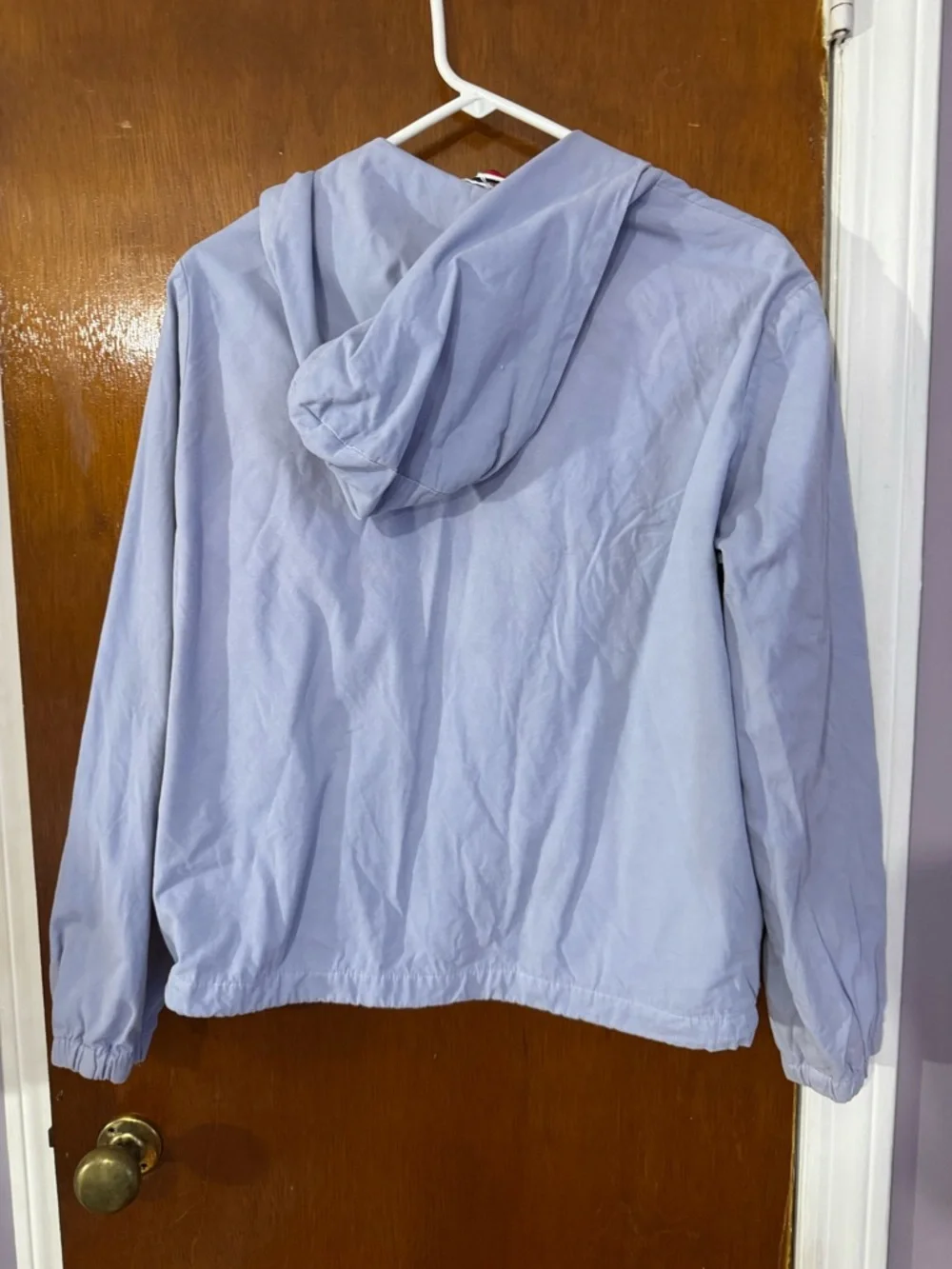 Light Blue Women's Hooded Windbreaker Jacket